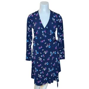 Banana Republic navy floral wrap dress sz S Pet